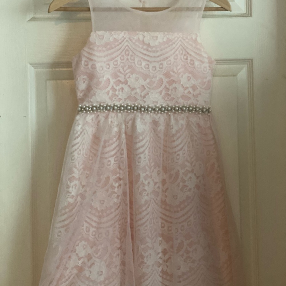 Rare Editions Blush Pink Mesh Dress